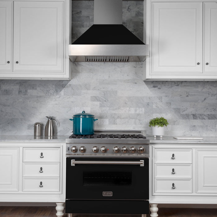 ZLINE Ducted Fingerprint Resistant Stainless Steel Range Hood with Black Matte Shell (8654BLM)