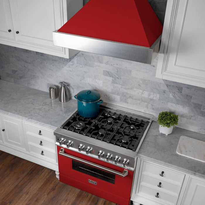 ZLINE Ducted Fingerprint Resistant Stainless Steel Range Hood with Red Matte Shell (8654RM)