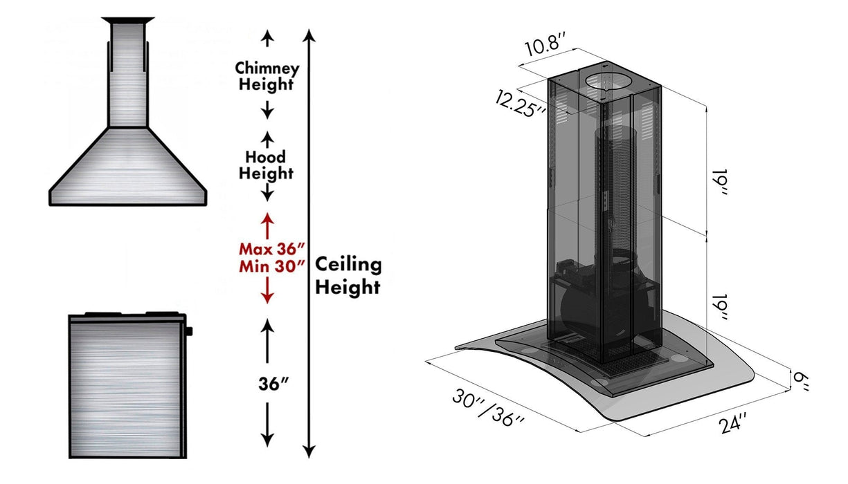 ZLINE 30 in. Island Mount Range Hood in Fingerprint Resistant Stainless Steel & Glass (8GL14iS-30)