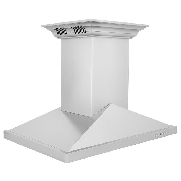 ZLINE Ducted Vent Island Mount Range Hood in Stainless Steel with Built-in ZLINE CrownSound Bluetooth Speakers (GL1iCRN-BT)