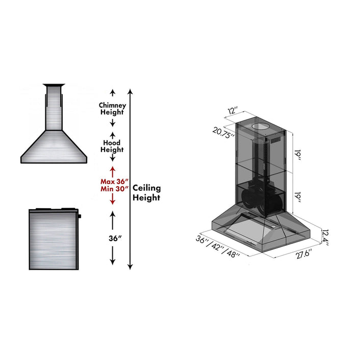 ZLINE Outdoor Approved Island Mount Range Hood in Stainless Steel (697i-304)