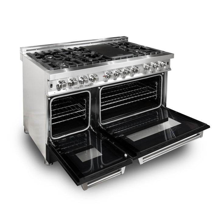 ZLINE 48 in. Professional Dual Fuel Range in Stainless Steel with Black Matte Door (RA-BLM-48)