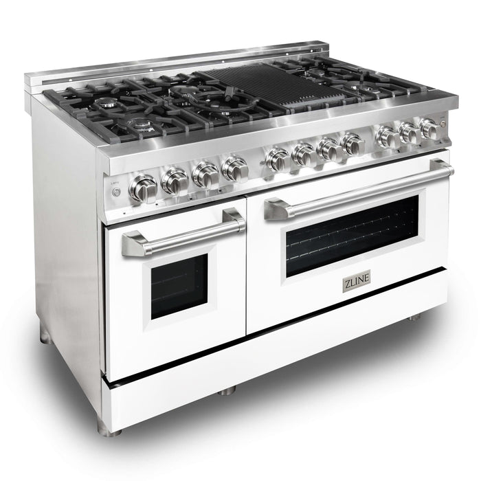 ZLINE 48 in. Professional Dual Fuel Range in Stainless Steel with White Matte Door (RA-WM-48)