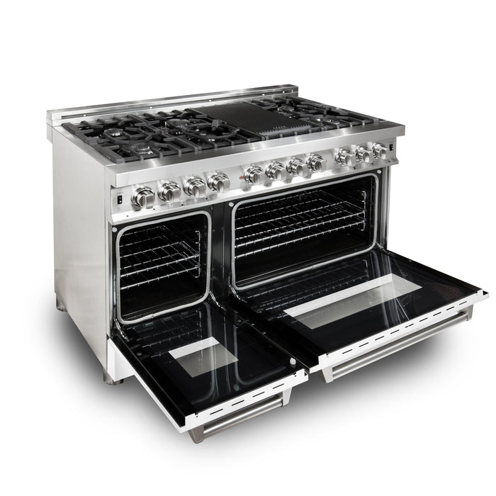 ZLINE 48 in. Professional Dual Fuel Range in Stainless Steel with White Matte Door (RA-WM-48)