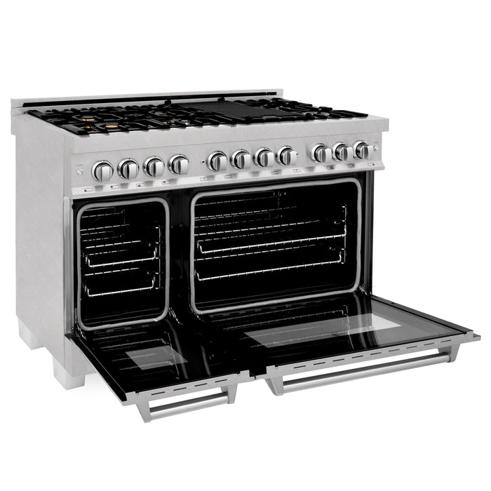 ZLINE 48 in. Fingerprint Resistant Stainless Steel 6.0 cu.ft. 7 Gas Burner/Electric Oven Range with Brass Burners (RAS-SN-BR-48)