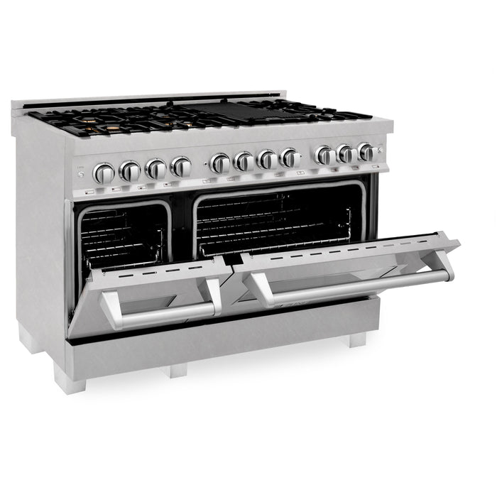 ZLINE 48 in. Fingerprint Resistant Stainless Steel 6.0 cu.ft. 7 Gas Burner/Electric Oven Range with Brass Burners (RAS-SN-BR-48)