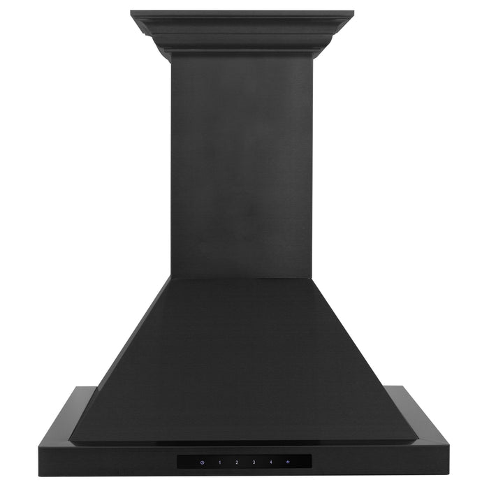 ZLINE Ducted Vent Wall Mount Range Hood in Black Stainless Steel with Built-in ZLINE CrownSound Bluetooth Speakers (BSKBNCRN-BT)