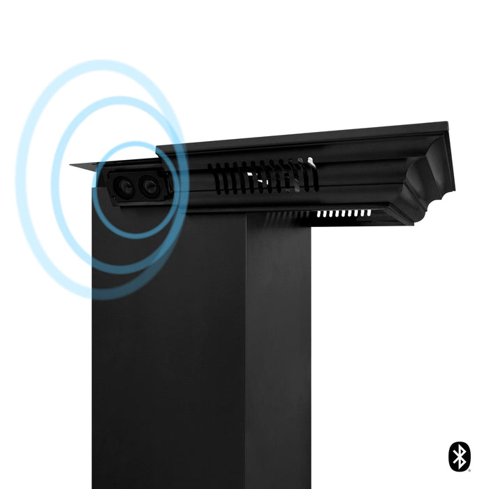 ZLINE Wall Mount Range Hood in Black Stainless Steel with Built-in ZLINE CrownSound Bluetooth Speakers (BSKENCRN-BT)