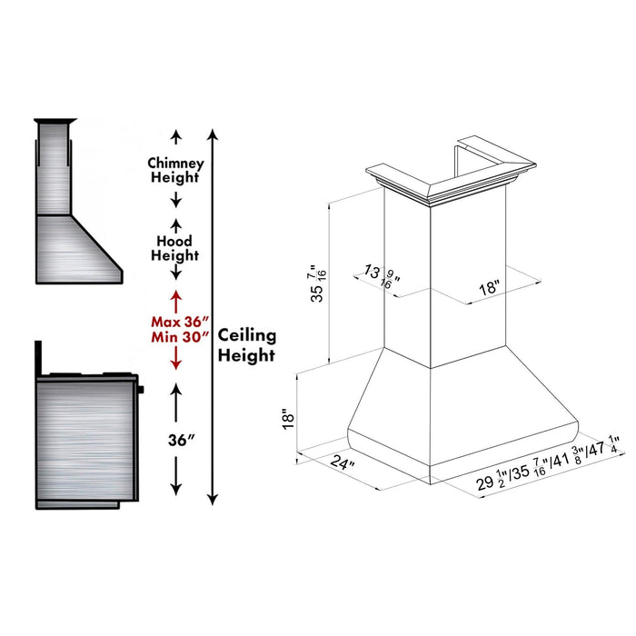 ZLINE Wall Mount Range Hood In Fingerprint Resistant Stainless Steel (8687S)