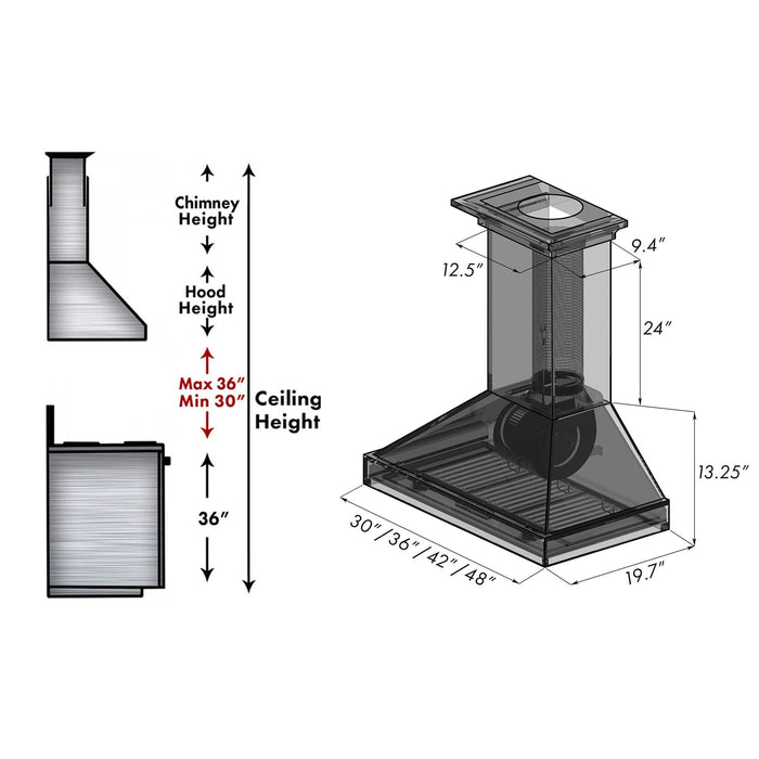 ZLINE Convertible Vent Wooden Wall Mount Range Hood in Antigua and Walnut (KBAR)