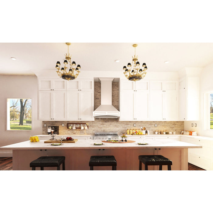 ZLINE Wooden Wall Mount Range Hood in White Includes Remote Blower Motor 400CFM/700CFM Options (321TT-RD/RS)